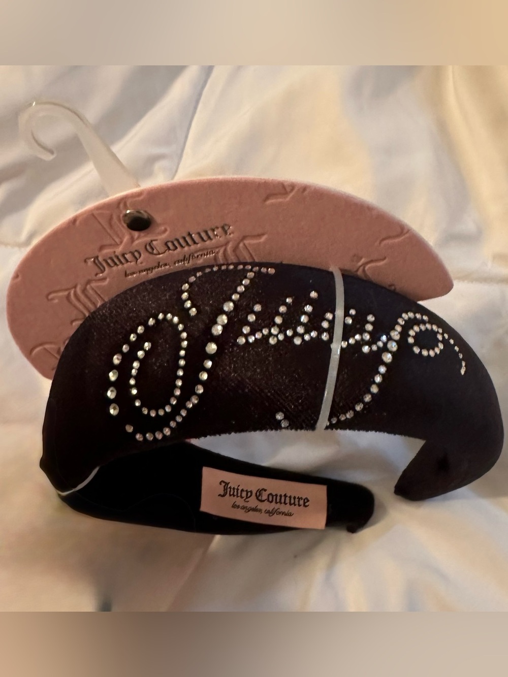 New Juicy Couture Padded Headband with Branded Clear Rhinestones
